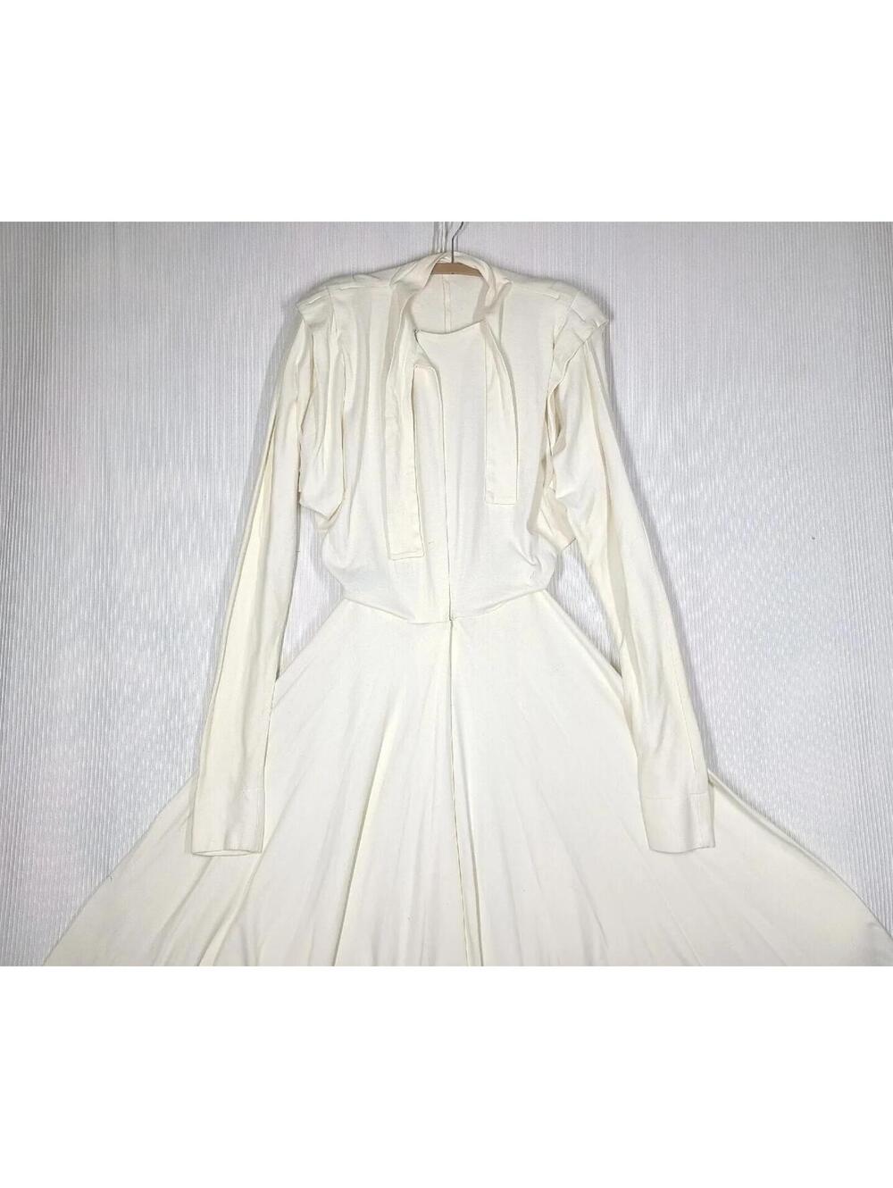 Vtg 70s OMO Norma Kamali Knit Dress XLong Sleeve Wrap Circle Skirt Early Rare - Picture 4 of 13